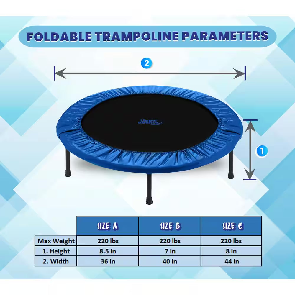 44 In. Rebounder Exercise Fitness Workout Trampoline That Is Portable and Foldable