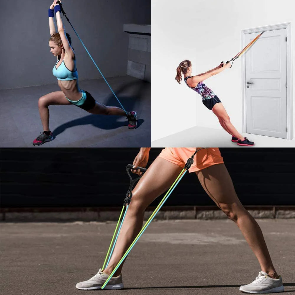 5 Levels Resistance Bands with Handles Yoga Pull Rope Elastic Fitness Exercise Tube Band for Home Workouts Strength Training