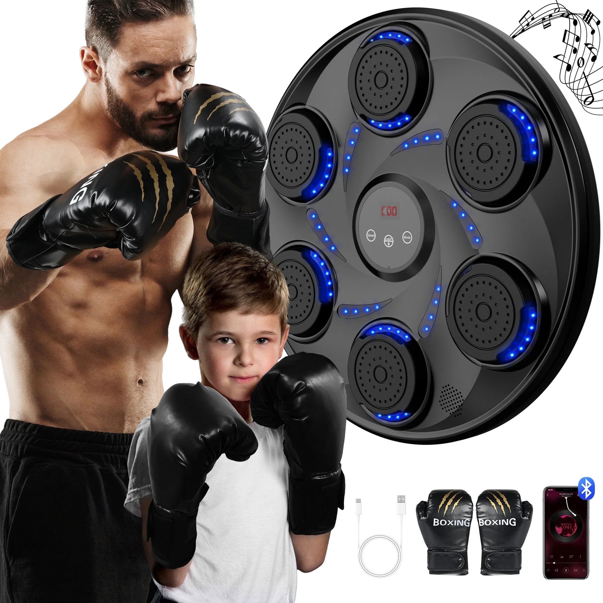 Music Boxing Machine Electronic Boxing Machine with Gloves Boxing Equipment for Indoor Training